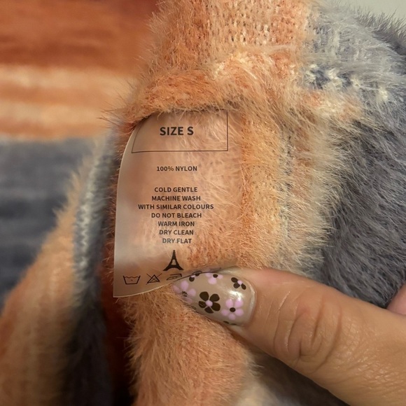 NEW NWT | Maniere De Voir Full furry Knit striped Long sleeve Mini Dress | Small - Picture 8 of 8